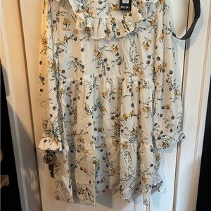 Nasty Gal Floral Print Blouse in White and Yellow